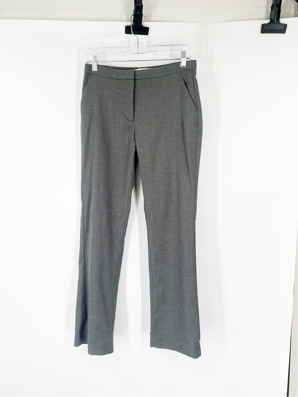 Abercrombie & Fitch Mid-Rise Straight Trouser Pants Gray